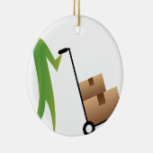 棒の姿の人の移動箱Handtruck セラミックオーナメント (右)