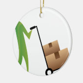 棒の姿の人の移動箱Handtruck セラミックオーナメント (左)