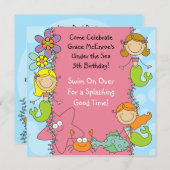 棒の姿の人魚のカスタムな誕生日の招待状 招待状 (正面/裏面)