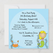 棒の姿の人魚のカスタムな誕生日の招待状 招待状 (裏面)