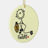 棒の姿の基本的なフットボールのTシャツおよびギフト セラミックオーナメント (右)