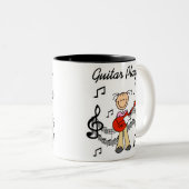 棒の姿の女の子のギター奏者のTシャツおよびギフト ツートーンマグカップ (正面右)