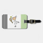 棒の姿の女の子のテニス選手のTシャツおよびギフト ラゲッジタグ (正面横)