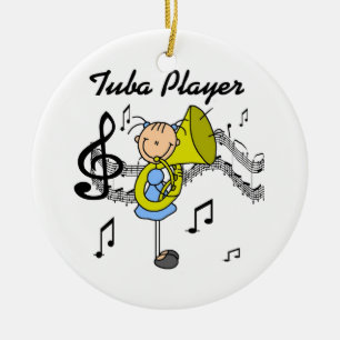 棒の姿の女の子のテューバプレーヤーのTシャツおよびギフト セラミックオーナメント