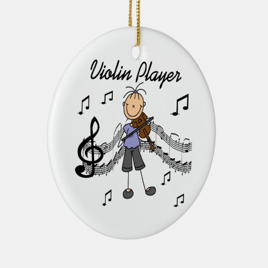 棒の姿の女の子のバイオリンプレーヤーのTシャツおよびギフト セラミックオーナメント (右)