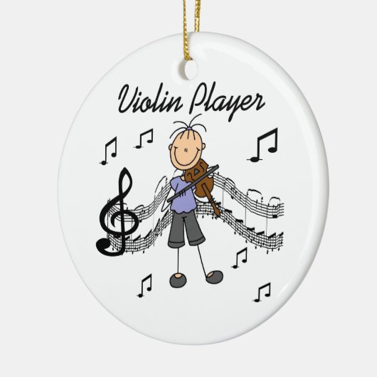 棒の姿の女の子のバイオリンプレーヤーのTシャツおよびギフト セラミックオーナメント (左)