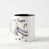 棒の姿の女の子のバイオリンプレーヤーのTシャツおよびギフト ツートーンマグカップ (正面左)