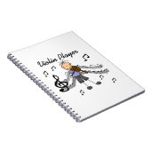 棒の姿の女の子のバイオリンプレーヤーのTシャツおよびギフト ノートブック (右側)