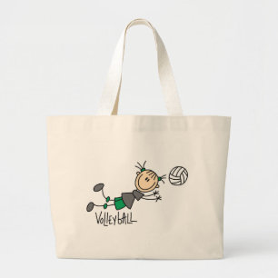 棒の姿の女の子のバレーボールのTシャツおよびギフト ラージトートバッグ