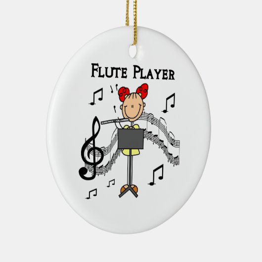 棒の姿の女の子のフルートプレーヤーのTシャツおよびギフト セラミックオーナメント (右)