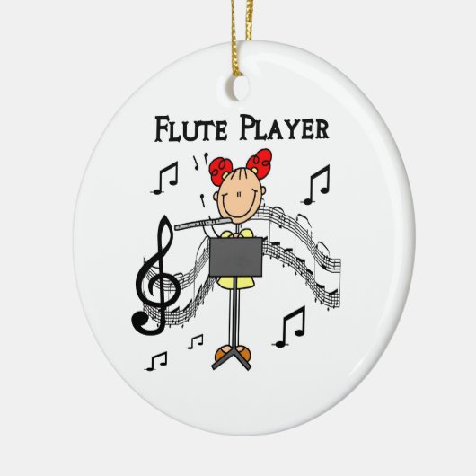 棒の姿の女の子のフルートプレーヤーのTシャツおよびギフト セラミックオーナメント (左)