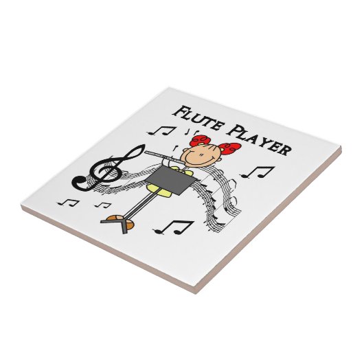 棒の姿の女の子のフルートプレーヤーのTシャツおよびギフト タイル (側面)