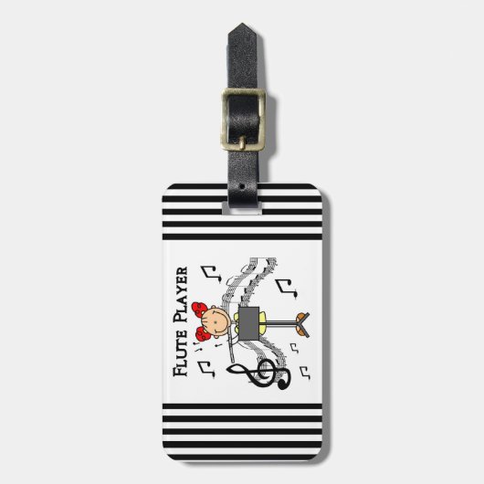 棒の姿の女の子のフルートプレーヤーのTシャツおよびギフト ラゲッジタグ (正面縦)