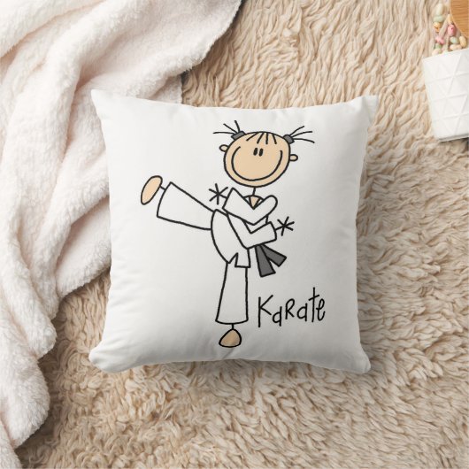 棒の姿の女の子の空手のTシャツおよびギフト クッション (ブランケット)