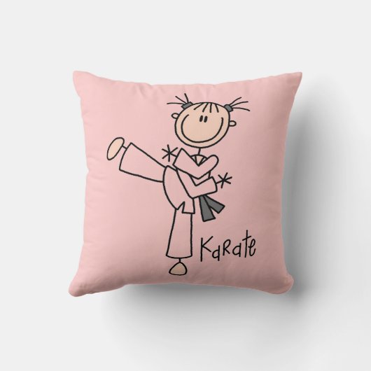 棒の姿の女の子の空手のTシャツおよびギフト クッション (裏面)