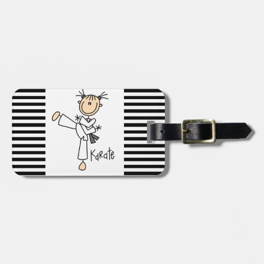 棒の姿の女の子の空手のTシャツおよびギフト ラゲッジタグ (正面横)