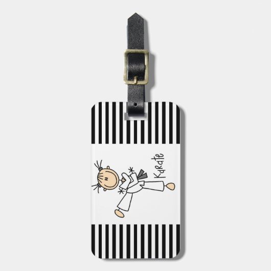 棒の姿の女の子の空手のTシャツおよびギフト ラゲッジタグ (正面縦)