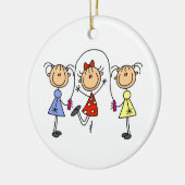 棒の姿の女の子の縄跳び セラミックオーナメント (左)