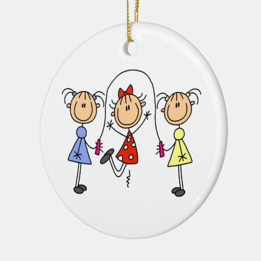 棒の姿の女の子の縄跳び セラミックオーナメント (左)