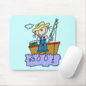 棒の姿の女の子の魚釣りのTシャツおよびギフト マウスパッド (マウス)