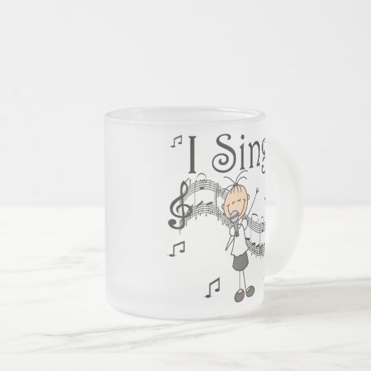 棒の姿の女の子私はTシャツおよびギフトを歌います フロストグラスマグカップ (正面右)
