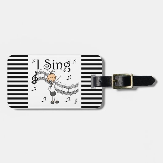 棒の姿の女の子私はTシャツおよびギフトを歌います ラゲッジタグ (正面横)