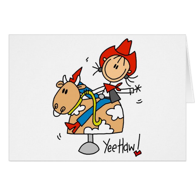 棒の姿の女性のカーボーイのYeeのサンザシのTシャツおよびギフト (正面横)