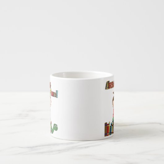 棒の姿の子供の読むことはおもしろいです エスプレッソカップ (正面)