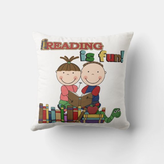 棒の姿の子供の読むことはおもしろいです クッション (裏面)