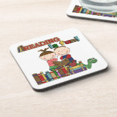 棒の姿の子供の読むことはおもしろいです コースター (左側)