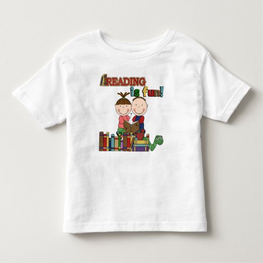 棒の姿の子供の読むことはおもしろいです トドラーTシャツ (正面)