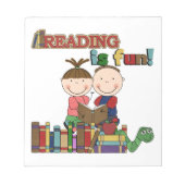 棒の姿の子供の読むことはおもしろいです ノートパッド (正面)