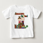 棒の姿の子供の読むことはおもしろいです ベビーTシャツ (正面)
