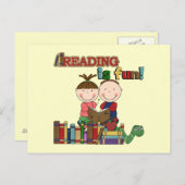 棒の姿の子供の読むことはおもしろいです ポストカード (正面/裏面)