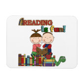 棒の姿の子供の読むことはおもしろいです マグネット (横)