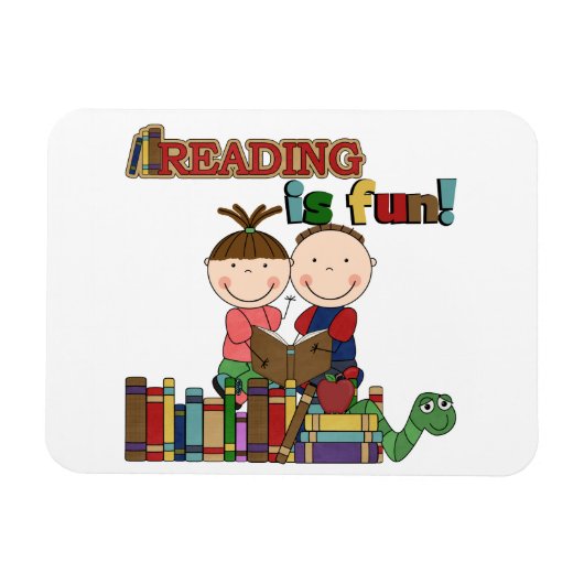 棒の姿の子供の読むことはおもしろいです マグネット (横)