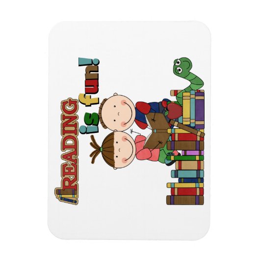 棒の姿の子供の読むことはおもしろいです マグネット (縦)