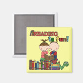 棒の姿の子供の読むことはおもしろいです マグネット (正面/裏面)