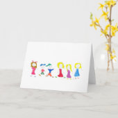 棒の姿の子供2枚のカード カード (黄色い花)