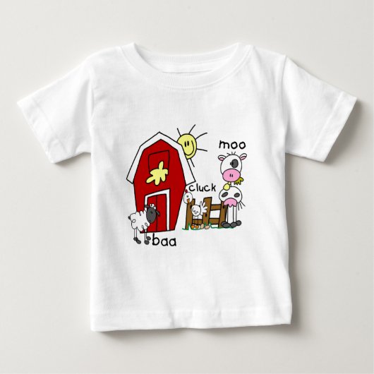 棒の姿の家畜のTシャツおよびギフト ベビーTシャツ (正面)