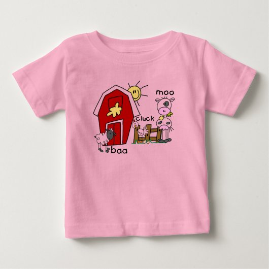 棒の姿の家畜のTシャツおよびギフト ベビーTシャツ (正面)