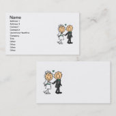 棒の姿の新郎新婦のTシャツおよびギフト 名刺 (正面/裏面)