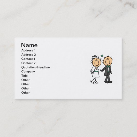 棒の姿の新郎新婦のTシャツおよびギフト 名刺 (正面)