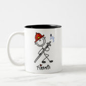 棒の姿の消防士のマグ ツートーンマグカップ (左)