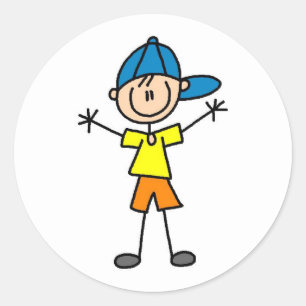 棒の姿の男の子のステッカー ラウンドシール