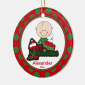 棒の姿の男の子のベビーの初めてのクリスマスのオーナメント セラミックオーナメント (左)