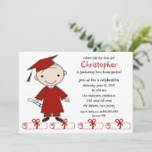 棒の姿の男の子の卒業の招待状 招待状 (スタンド正面)