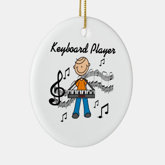 棒の姿の男性のキーボードプレーヤーのギフト セラミックオーナメント (右)
