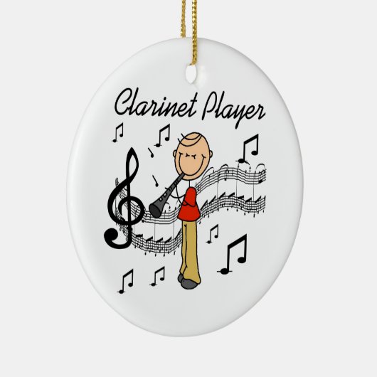 棒の姿の男性のクラリネットプレーヤーのTシャツおよびギフト セラミックオーナメント (右)