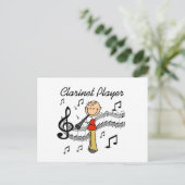 棒の姿の男性のクラリネットプレーヤーのTシャツおよびギフト ポストカード (スタンド正面)